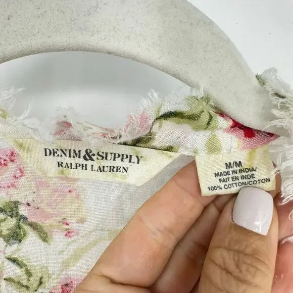 Ralph Lauren Denim & Supply Womens Gauze Floral Top Size M Cotton Cottagecore - Picture 2 of 10